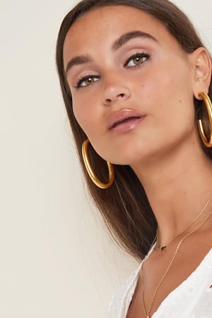 Massive hoop earrings  Gold Color Stainless Steel h5 Picture2